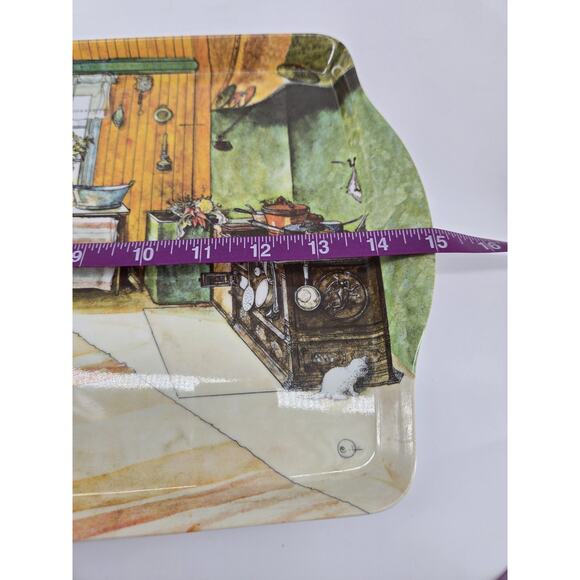 Vtg 90s Ashdene "The Kitchen" Carl Larson Farmhouse Melamine Serving Tray 15"x9" - Picture 9 of 13